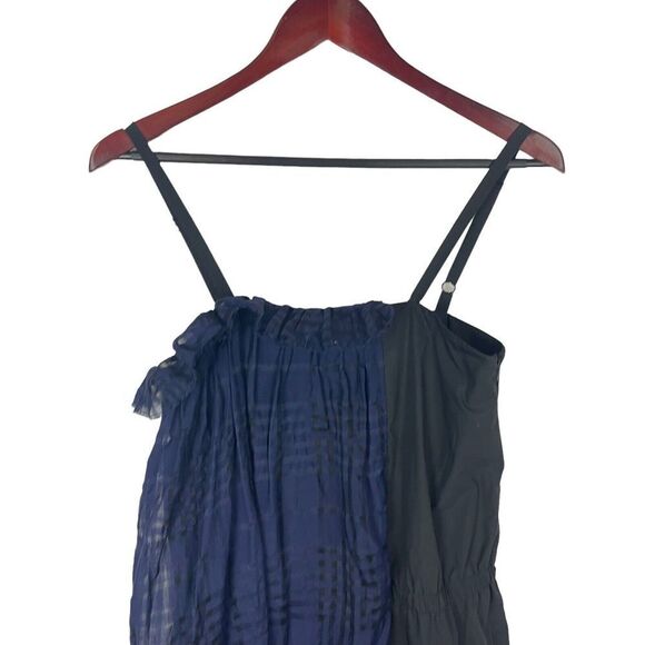 NEW PUBLIC SCHOOL Blue Black Plaid Flannel Mixed Silk Cotton Ema Midi Dress XS - Picture 5 of 10